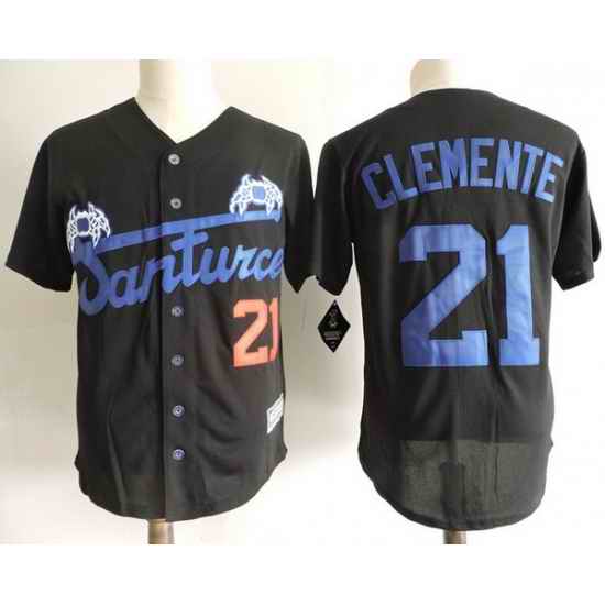 NCAA Film Jersey Clemente 21 Black Stitched Jersey